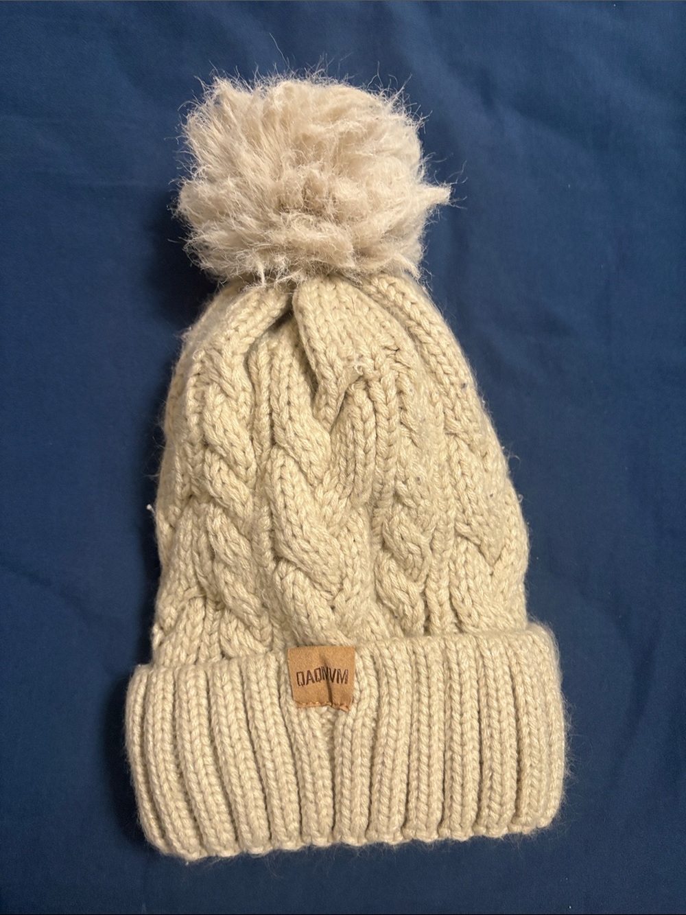 Cream Cable Knit Pom Pom Beanie -